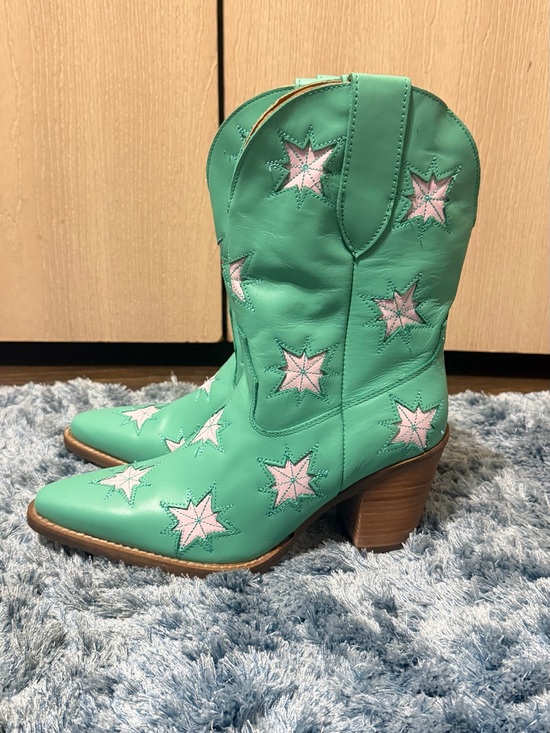 dingo Shoes - NWT Dingo Starburst DI2248 Green White Star Leather Cowboy Boots Size 7M